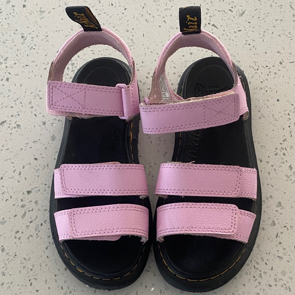 Dr. Martens Kids Pink Black Strap Sandals